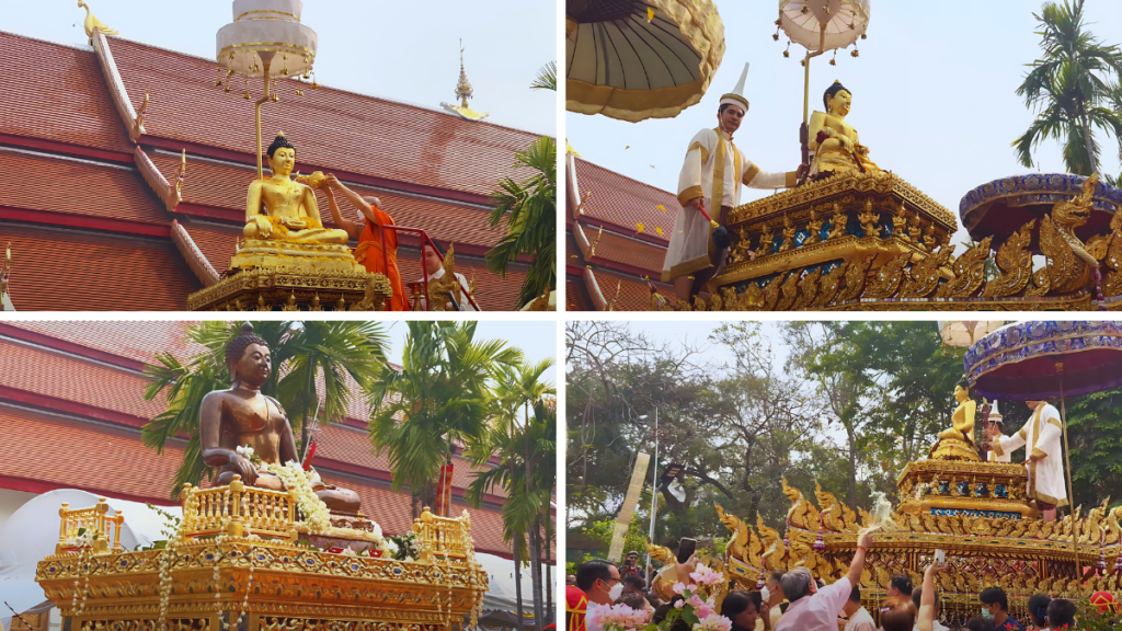 Songkran Pouring water on Buddha Tradition