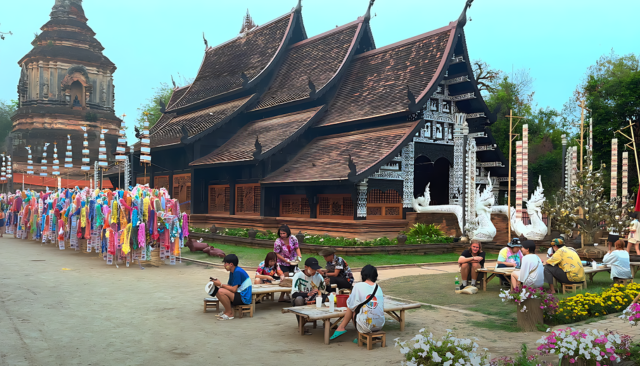 Songkran traditional ceremonies at temples